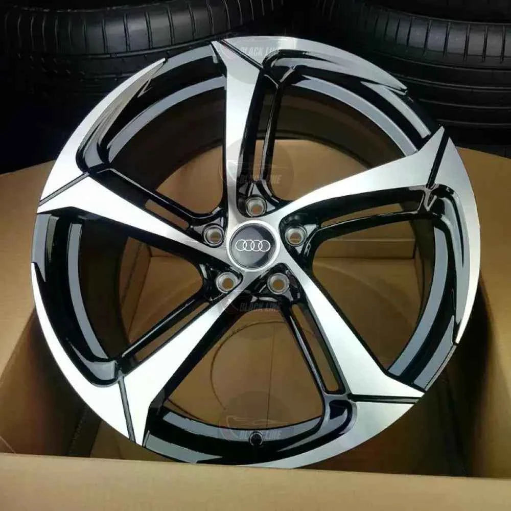 Llantas Deportivas Estilo Audi de Cinco Radios Dobles – Negro y Plata