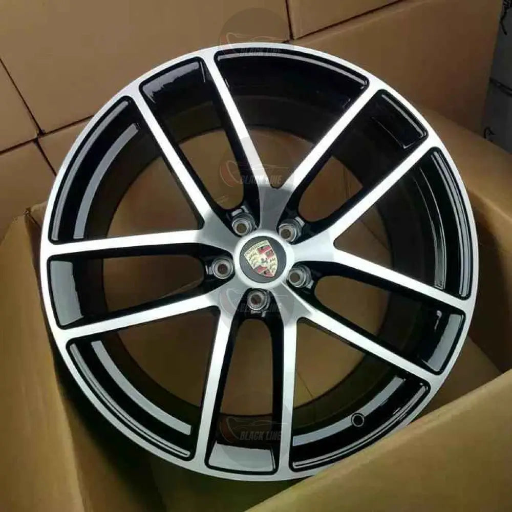 Llantas Flow Forming Estilo Porsche de Doble Radio – Negro Brillo y Plata