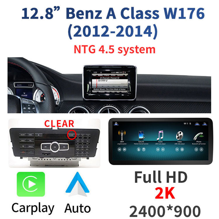 Pantalla Linux para Mercedes-Benz Clase A GLA CLA NTG 4.5 2012–2014 – 10,25 pulgadas / 12,8 pulgadas
