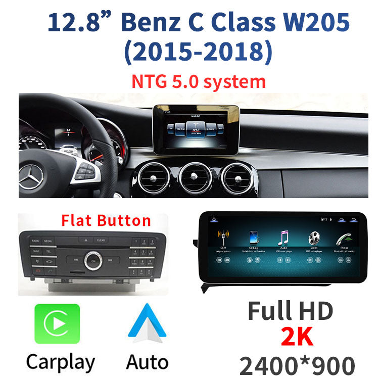 Pantalla Linux para Mercedes-Benz Clase C W205 GLC X253 V W447 2015–2018 – 10,25 pulgadas / 12,8 pulgadas