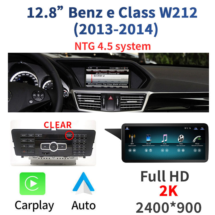 Pantalla Linux para Mercedes-Benz Clase E W212 berlina 4 puertas NTG 4.5 2013–2014 – 10,25 pulgadas / 12,8 pulgadas