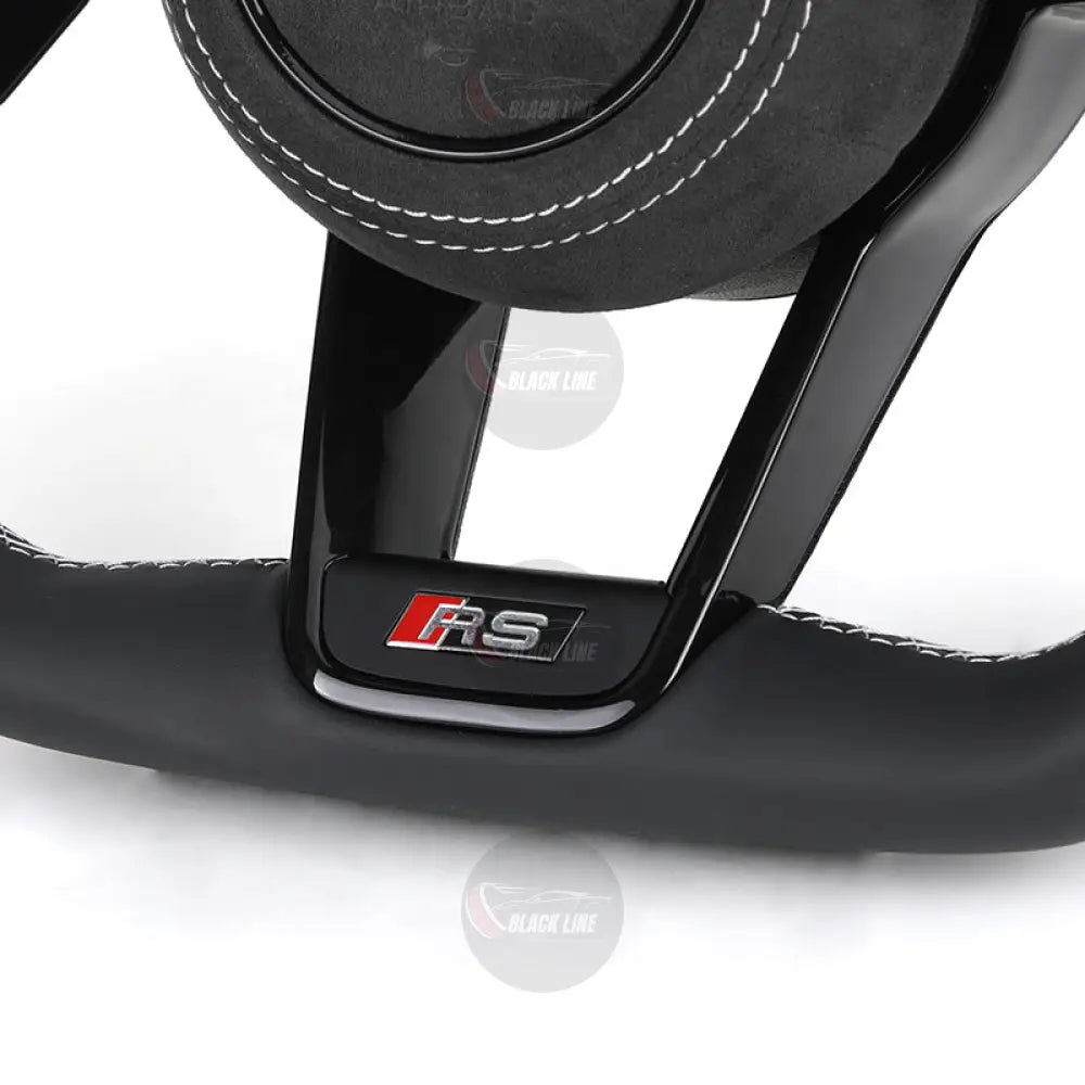 Volante Audi RS en Alcantara Negro con Costuras Blancas Levas y Multifunción