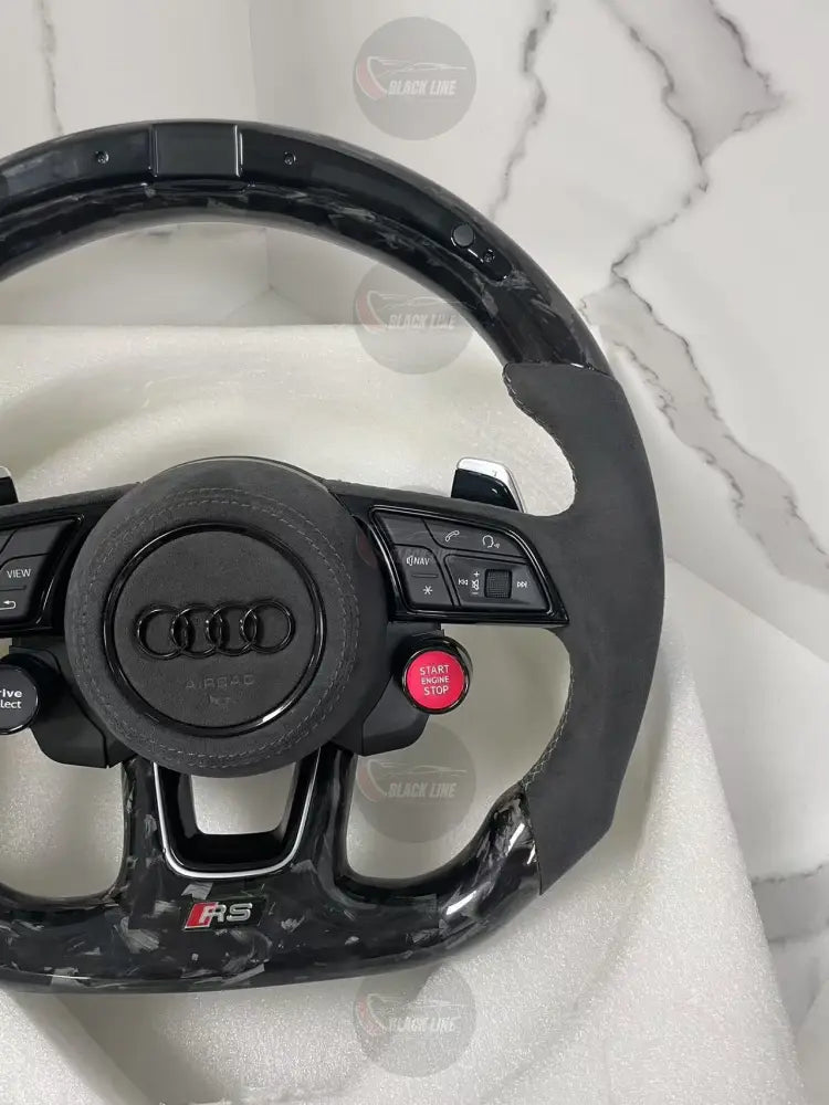Volante Audi RS Deportivo en Carbono Forjado y Alcántara | Display LED Levas Drive Select Start Engine Stop