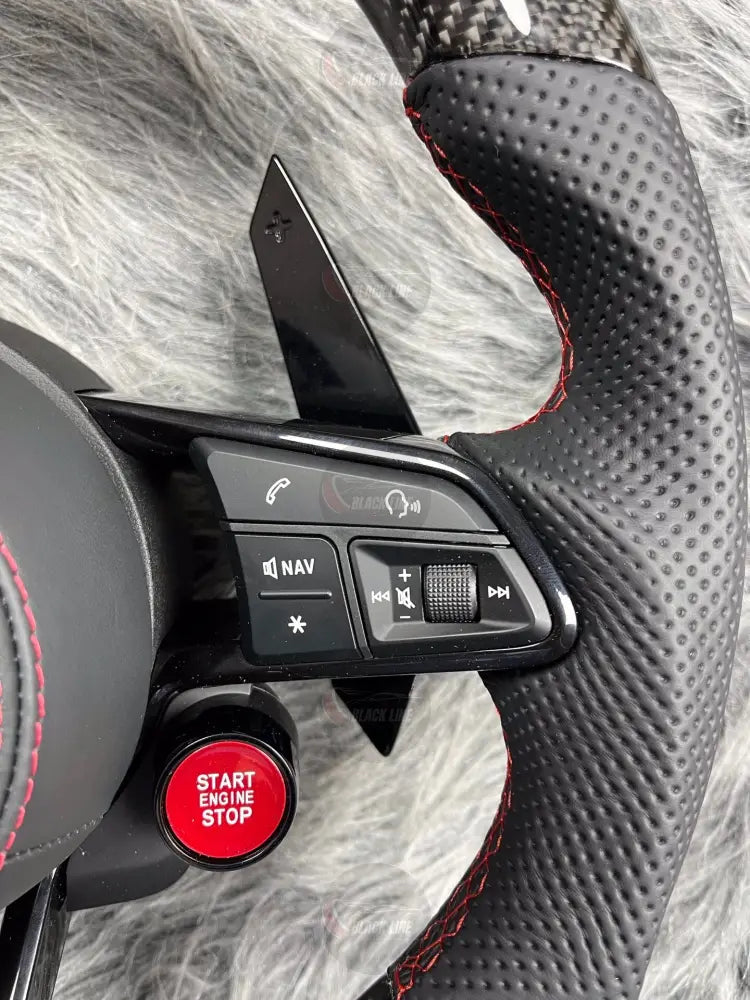Volante Audi RS Deportivo en Carbono y Cuero Perforado con Pantalla LED | Levas Drive Select Start/Stop Fondo Plano y