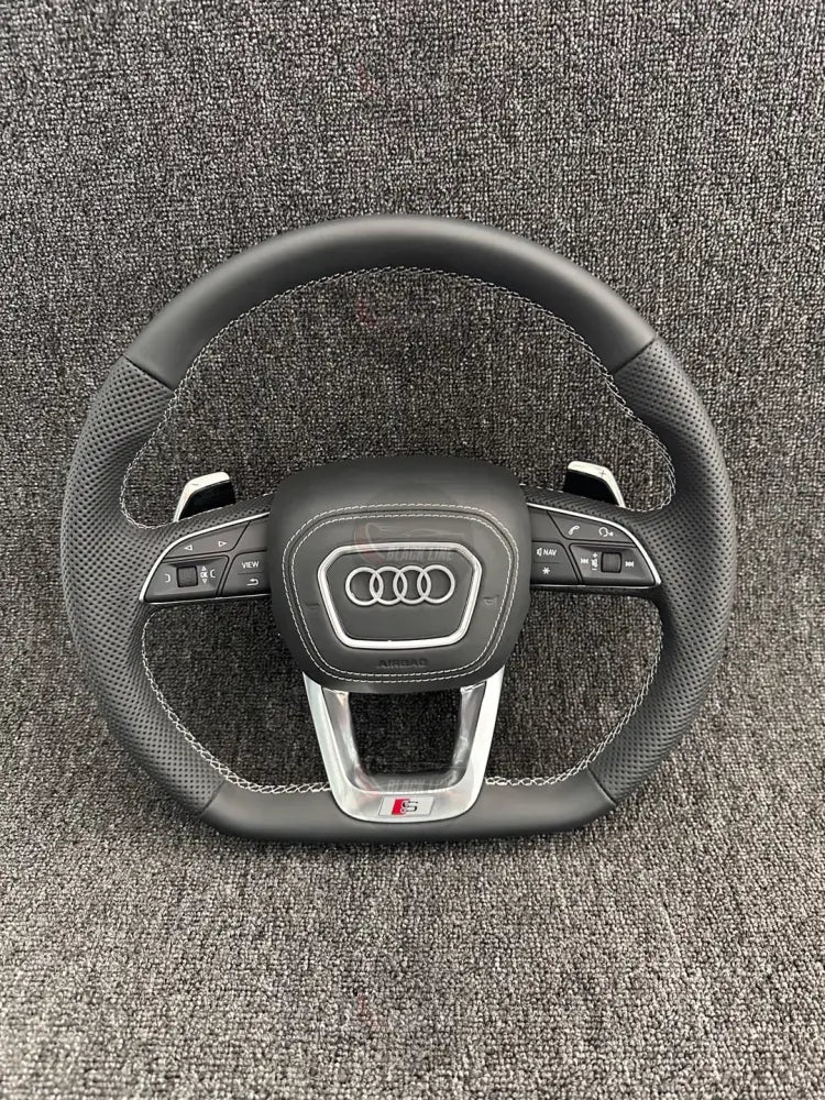 Volante Audi S Line Deportivo en Cuero Negro Perforado | Fondo Plano Levas Multifunción y Airbag