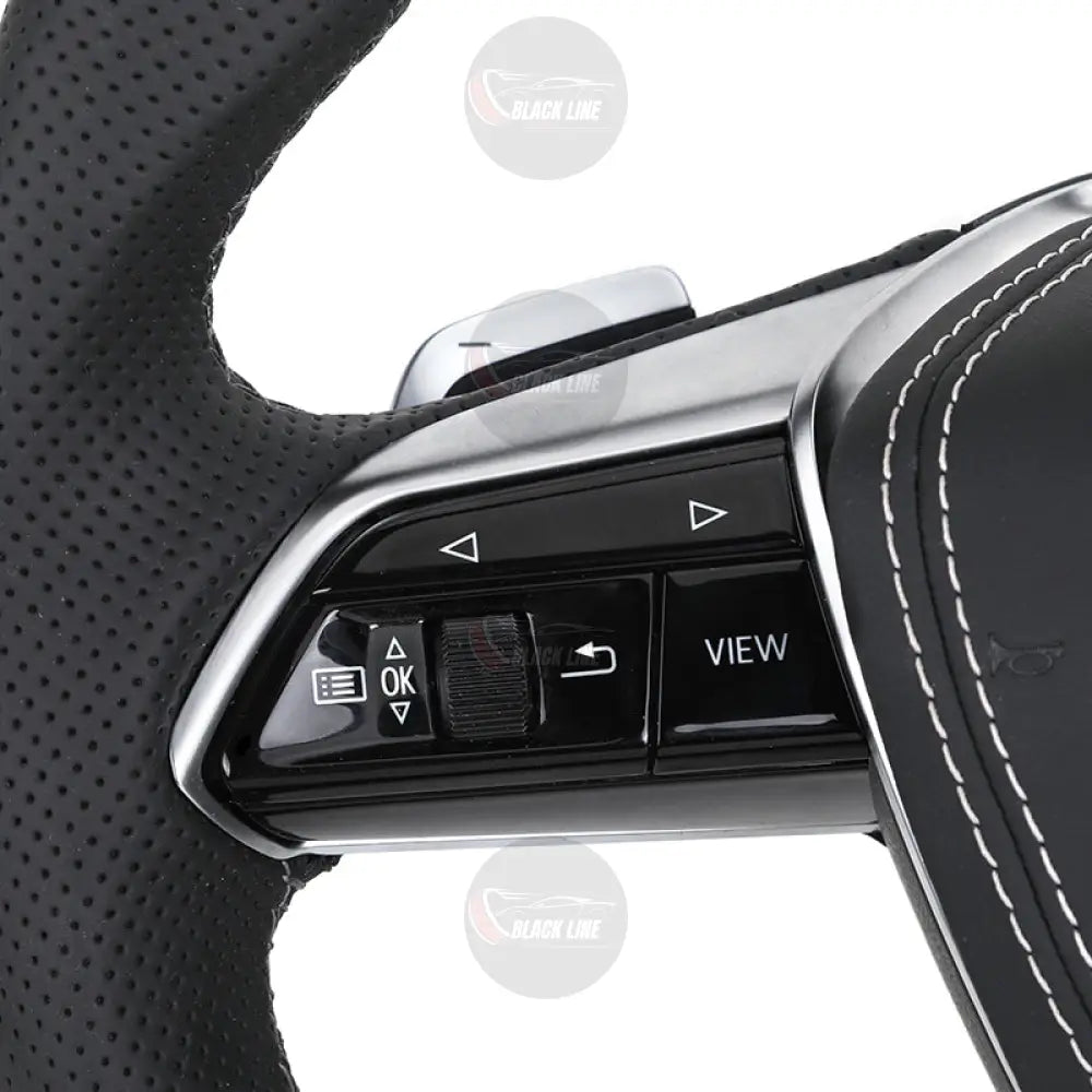 Volante Audi S Line en Fibra de Carbono y Cuero Perforado con Levas y Multifunción
