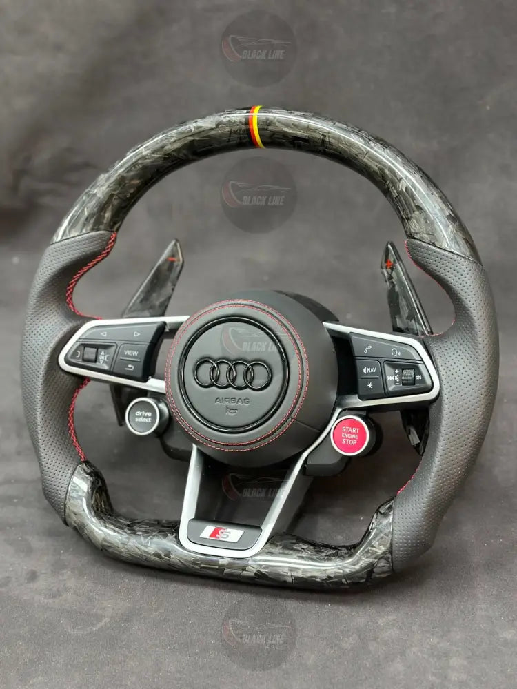 Volante Audi S Performance en Fibra de Carbono Cuero Perforado Levas y Multifunción