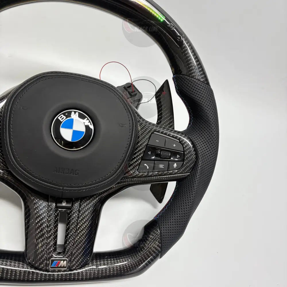 Volante BMW M Personalizado en Fibra de Carbono Cuero Perforado y Pantalla LED con Airbag Incluido