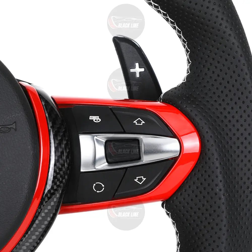 Volante BMW M Performance en Fibra de Carbono Cuero Perforado y Detalles Rojos con Levas y Multifunción