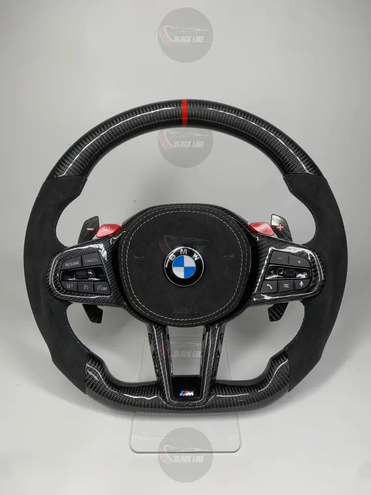 Volante BMW M Performance en Fibra de Carbono y Alcantara con M1/M2 Levas y Marcador Rojo