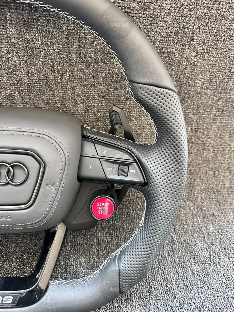 Volante Deportivo Audi RS de Cuero Negro Perforado con Drive Select Start Engine Stop Levas y Airbag Incluido