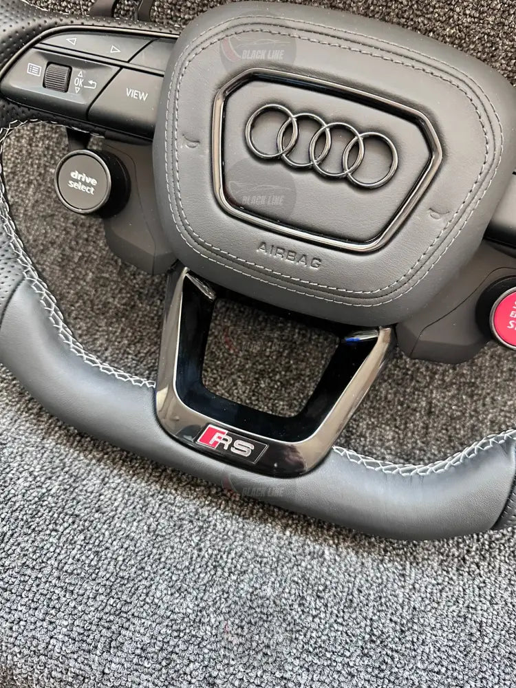 Volante Deportivo Audi RS de Cuero Negro Perforado con Drive Select Start Engine Stop Levas y Airbag Incluido
