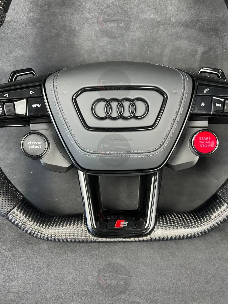 Volante Deportivo Audi S de Carbono y Cuero Perforado con Drive Select Start Engine Stop Levas y Airbag Incluido