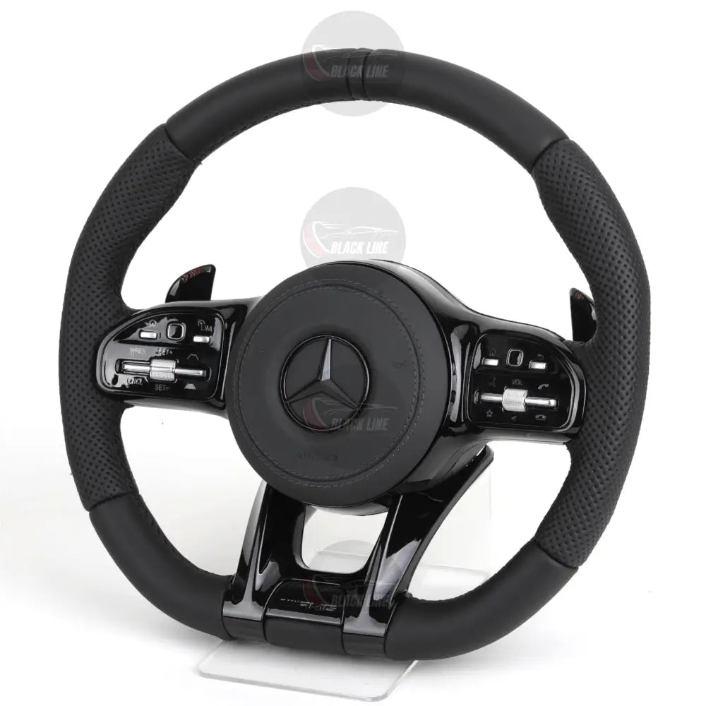 Volante Mercedes-AMG Negro Piano + Carbono | Cuero Perforado + Levas
