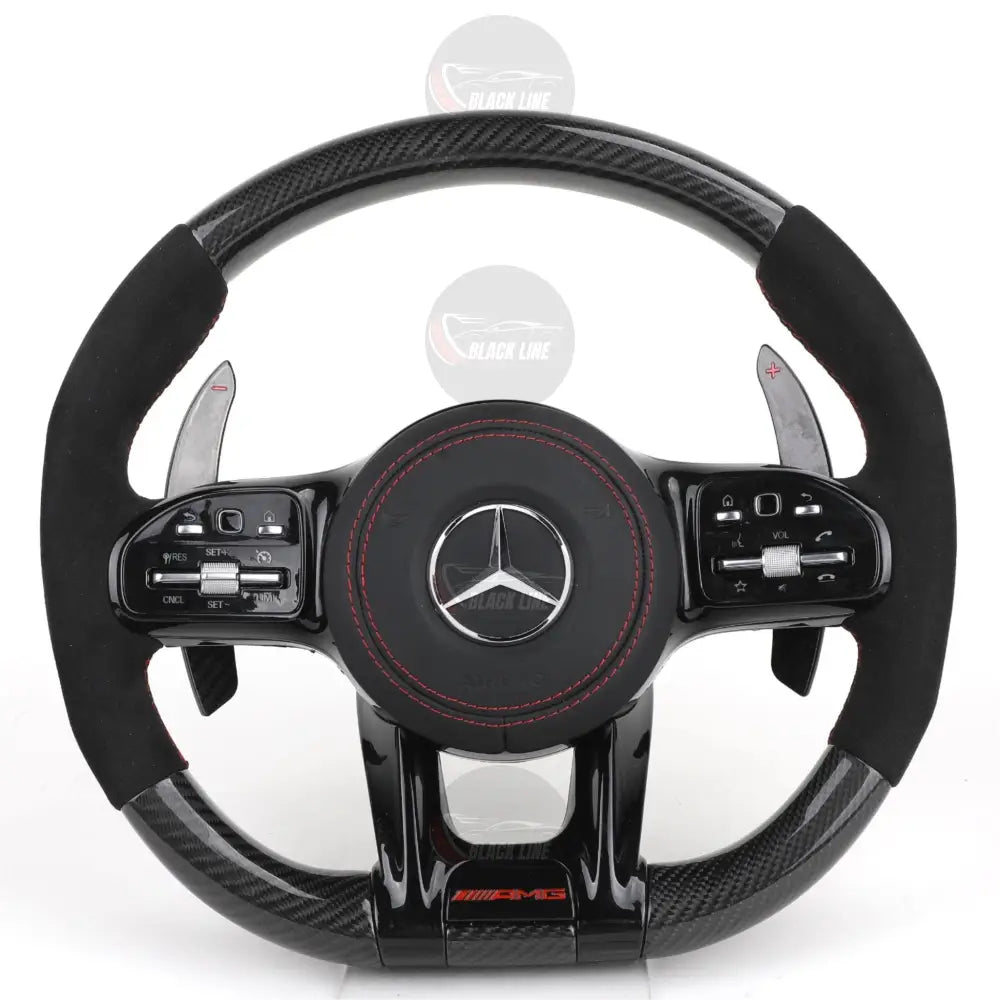 Volante Mercedes-AMG Performance en Fibra de Carbono y Microfibra con Levas y Multifunción