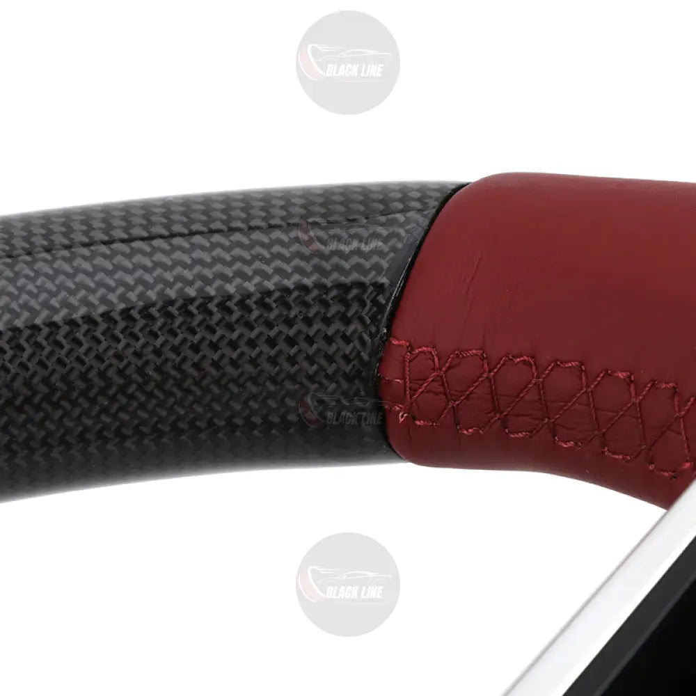 Volante Porsche Deportivo en Fibra de Carbono y Cuero Rojo | Levas Multifunción Airbag Rojo y Acabados Metálicos