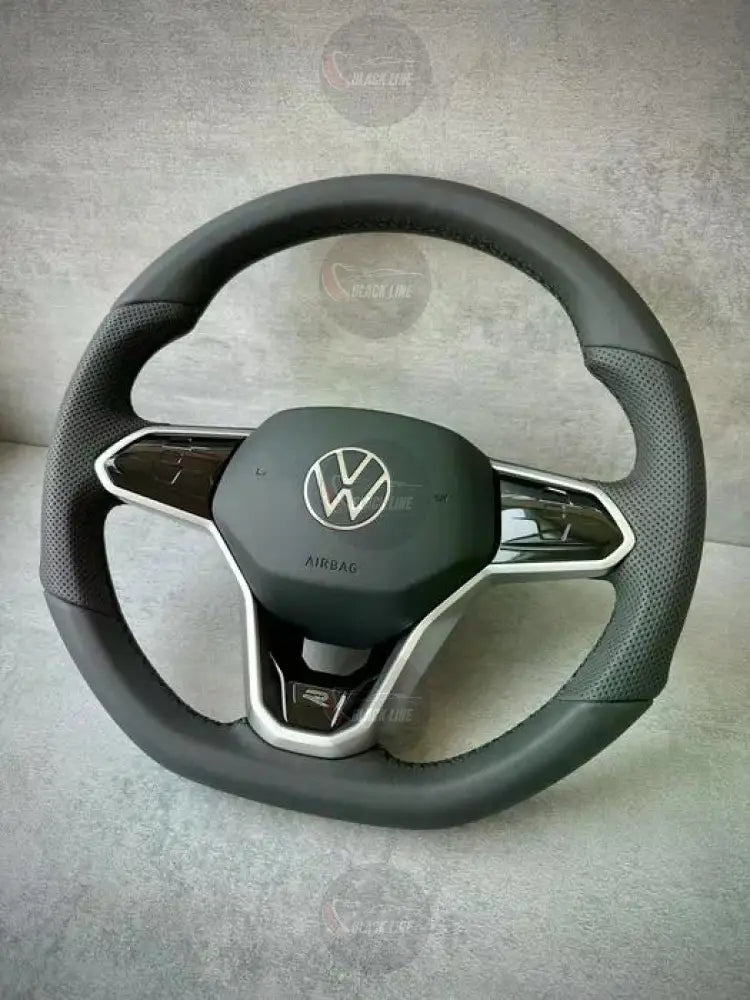 Volante Volkswagen R-Line en Cuero Negro Perforado con Multifunción Detalles R y Acabado Negro Brillante